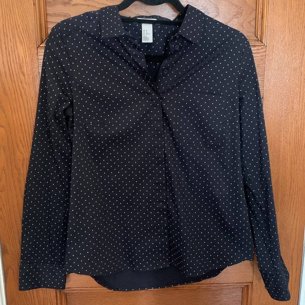 H&M Navy Polka Dot Button Down